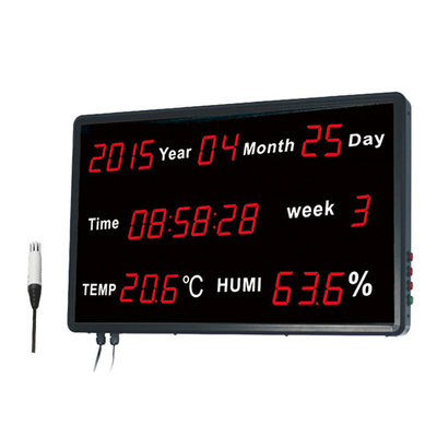 Κίνα Ψηφιακά θερμόμετρο και υγρόμετρο χρονικής ημερομηνίας με τον τοίχο - επίδειξη οθόνης των τοποθετημένων μεγάλων οδηγήσεων προμηθευτής